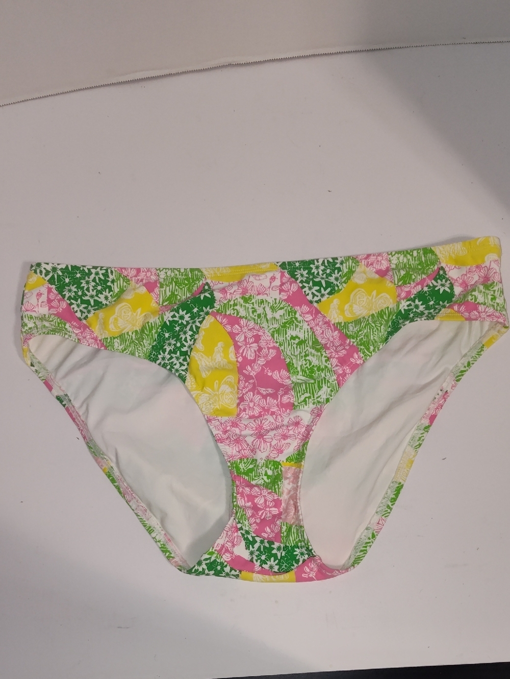 Lilly Pulitzer Pink, Green & Yellow Floral Wing Ding Bikini Bottoms Only Size M